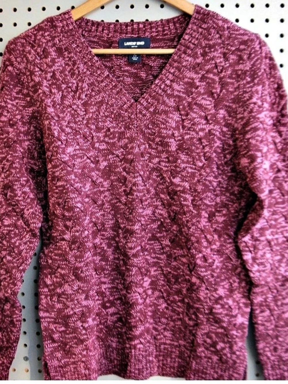 LANDS' END Pink V-Neck Sweater